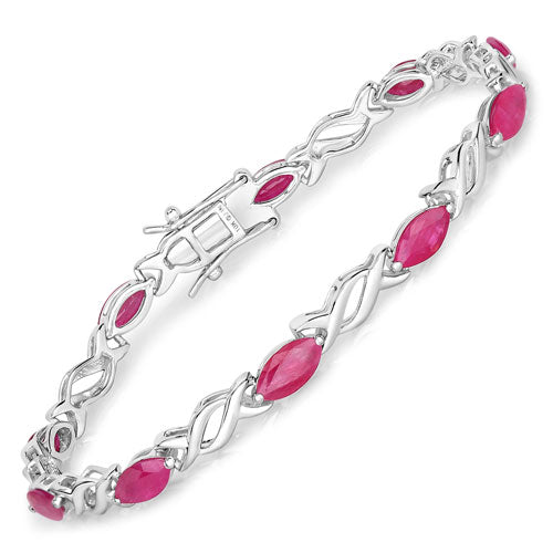 Bracelet en rubis véritable de 5,00 carats en or blanc 10K