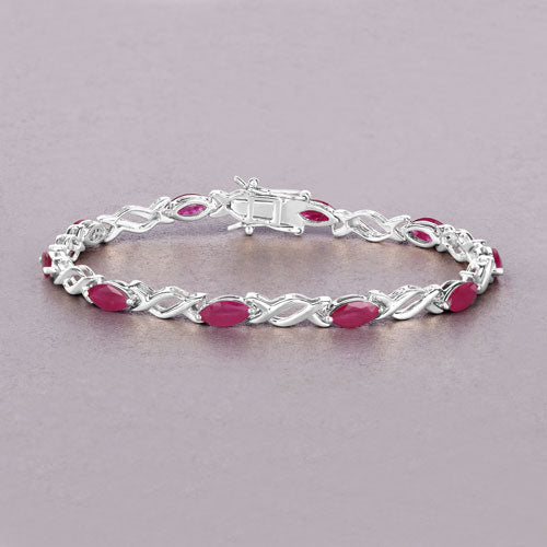 Bracelet en rubis véritable de 5,00 carats en or blanc 10K