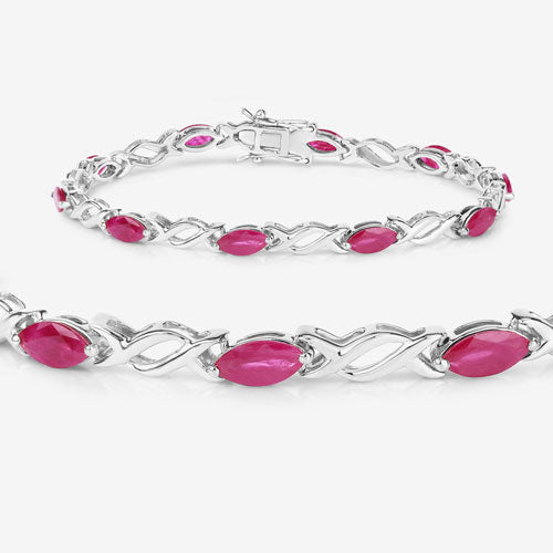 Bracelet en rubis véritable de 5,00 carats en or blanc 10K