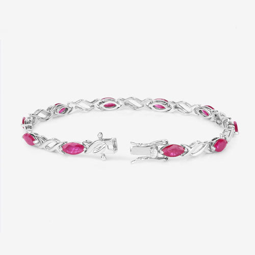 Bracelet en rubis véritable de 5,00 carats en or blanc 10K