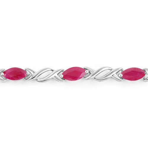 Bracelet en rubis véritable de 5,00 carats en or blanc 10K