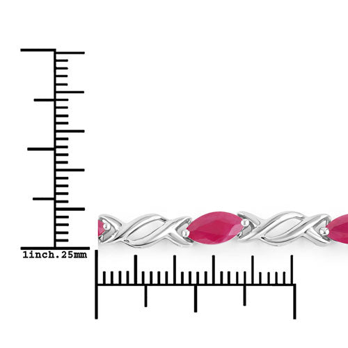 Bracelet en rubis véritable de 5,00 carats en or blanc 10K