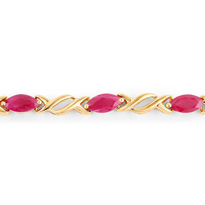 Pulsera de Rubí Genuino de 5.00 Quilates en Oro Amarillo de 10K