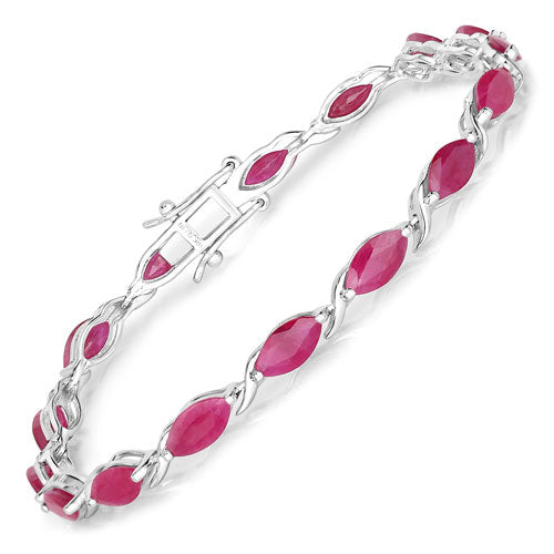 Bracelet en rubis véritable de 8,00 carats en or blanc 10K
