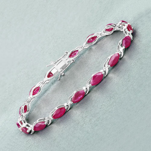 Bracelet en rubis véritable de 8,00 carats en or blanc 10K