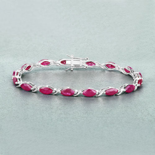Bracelet en rubis véritable de 8,00 carats en or blanc 10K