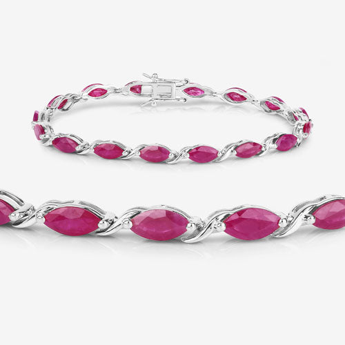 Bracelet en rubis véritable de 8,00 carats en or blanc 10K