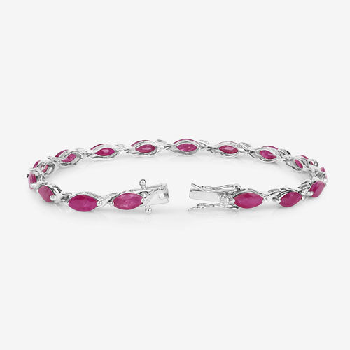 Bracelet en rubis véritable de 8,00 carats en or blanc 10K