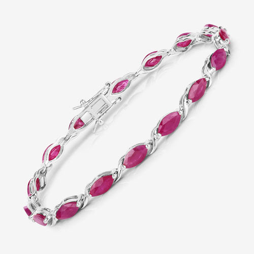 Bracelet en rubis véritable de 8,00 carats en or blanc 10K