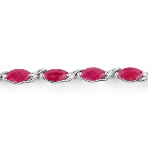 Bracelet en rubis véritable de 8,00 carats en or blanc 10K