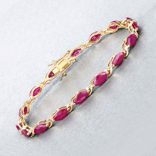 Bracelet en or jaune 10K avec rubis véritable de 8,00 carats