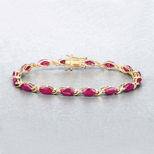 Bracelet en or jaune 10K avec rubis véritable de 8,00 carats