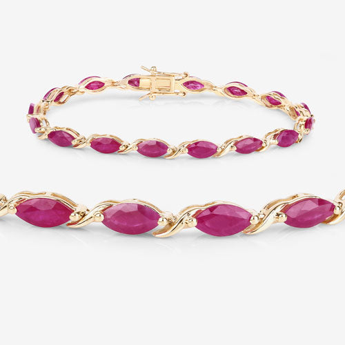 Bracelet en or jaune 10K avec rubis véritable de 8,00 carats