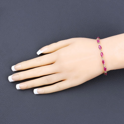 Bracelet en or jaune 10K avec rubis véritable de 8,00 carats