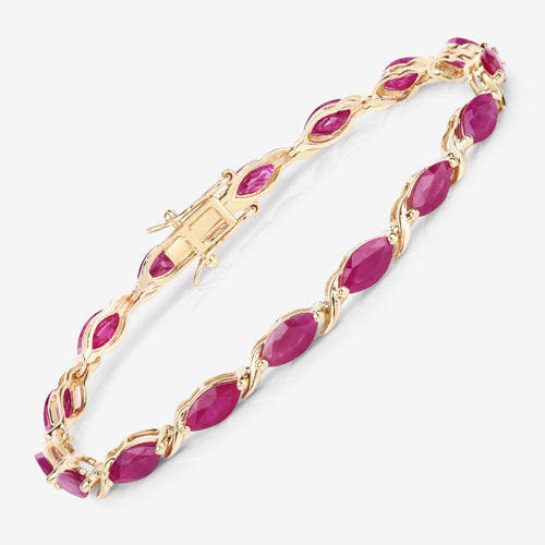 Bracelet en or jaune 10K avec rubis véritable de 8,00 carats