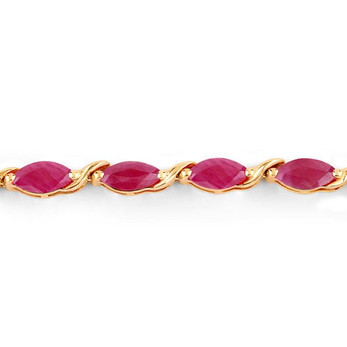Bracelet en or jaune 10K avec rubis véritable de 8,00 carats