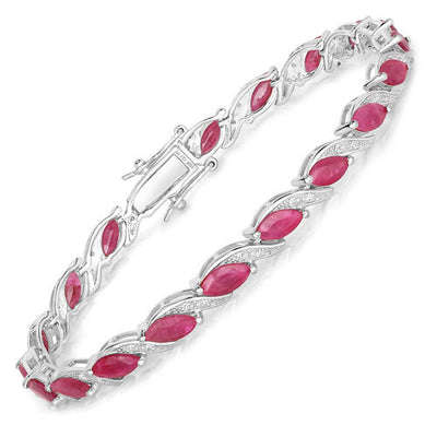 Pulsera de Rubí y Diamante de 7.78 Quilates en Oro Blanco de 10K