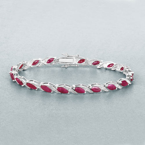 Bracelet en or blanc 10K avec rubis et diamants blancs de 7,78 carats