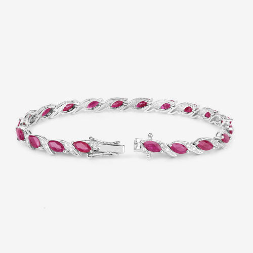 Bracelet en or blanc 10K avec rubis et diamants blancs de 7,78 carats