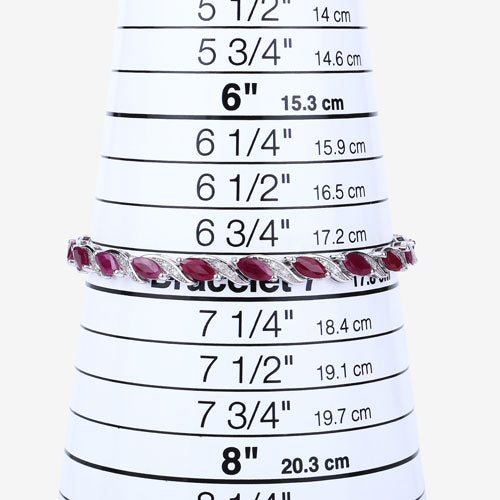 Bracelet en or blanc 10K avec rubis et diamants blancs de 7,78 carats