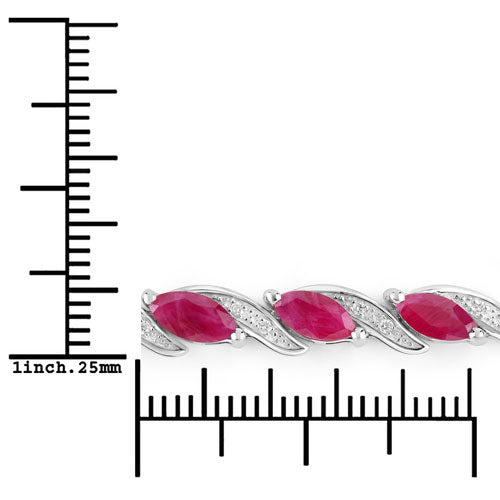 Bracelet en or blanc 10K avec rubis et diamants blancs de 7,78 carats
