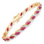 7.78 Carat Genuine Ruby and White Diamond Bracelet in 10K Yellow Gold