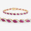 7.78 Carat Genuine Ruby and White Diamond Bracelet in 10K Yellow Gold