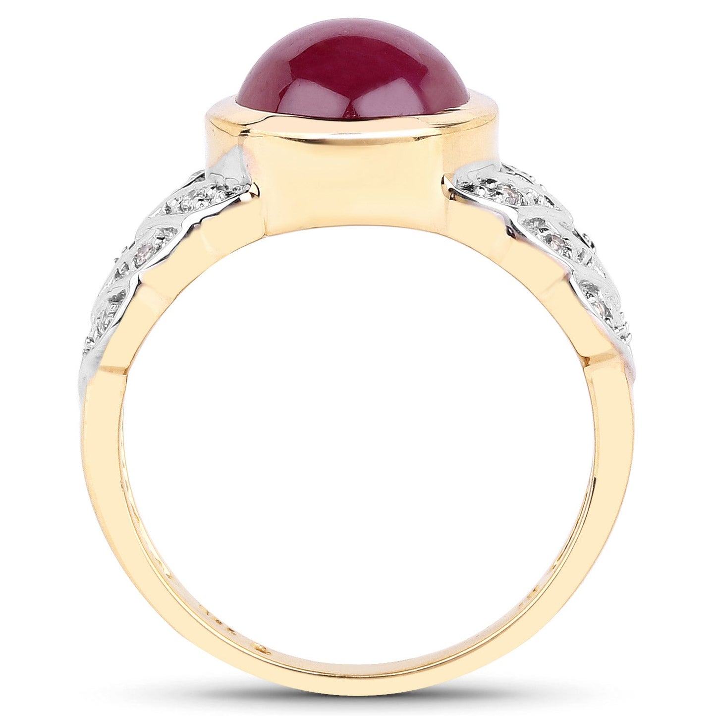 5.11 Carat Glass Filled Ruby & White Topaz Sterling Silver Ring