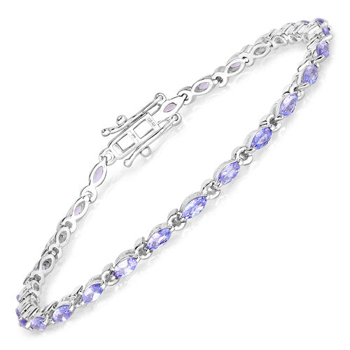 3.78 Carat Genuine Tanzanite Sterling Silver Bracelet