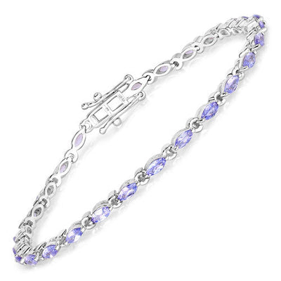 Bracelet en argent sterling avec tanzanite véritable de 3,78 carats