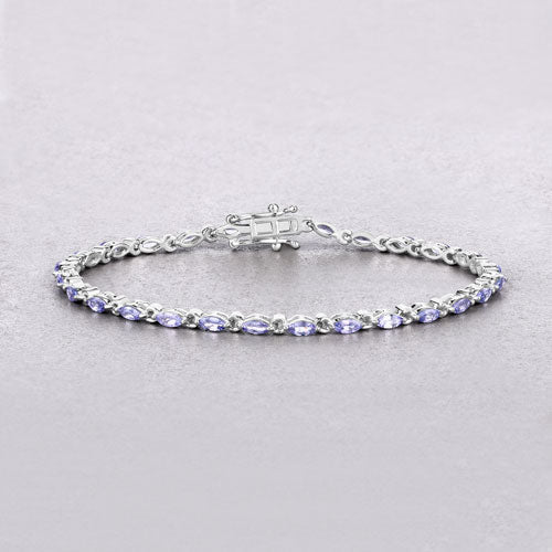 3.78 Carat Genuine Tanzanite Sterling Silver Bracelet