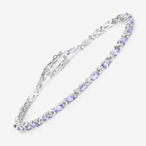 3.78 Carat Genuine Tanzanite Sterling Silver Bracelet