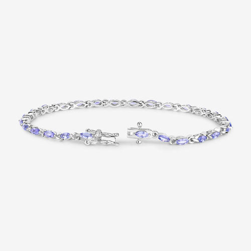 3.78 Carat Genuine Tanzanite Sterling Silver Bracelet