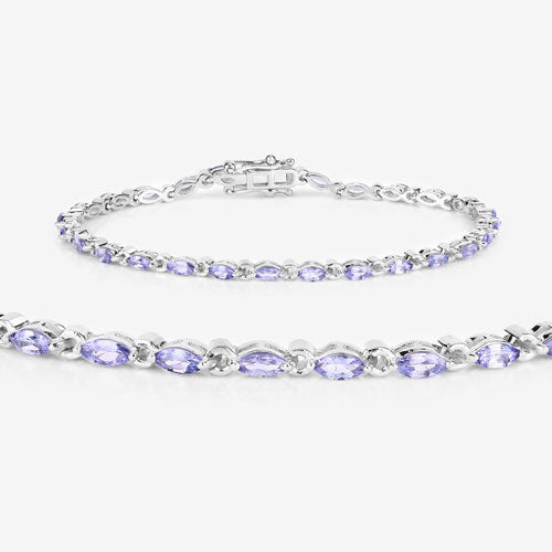 3.78 Carat Genuine Tanzanite Sterling Silver Bracelet