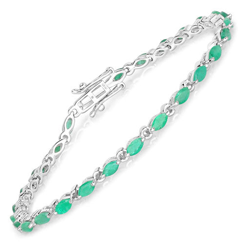 Pulsera de plata esterlina con esmeralda zambiana genuina de 3.24 quilates