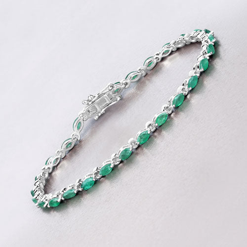 Pulsera de plata esterlina con esmeralda zambiana genuina de 3.24 quilates