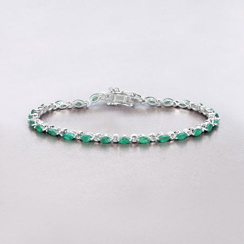 Pulsera de plata esterlina con esmeralda zambiana genuina de 3.24 quilates