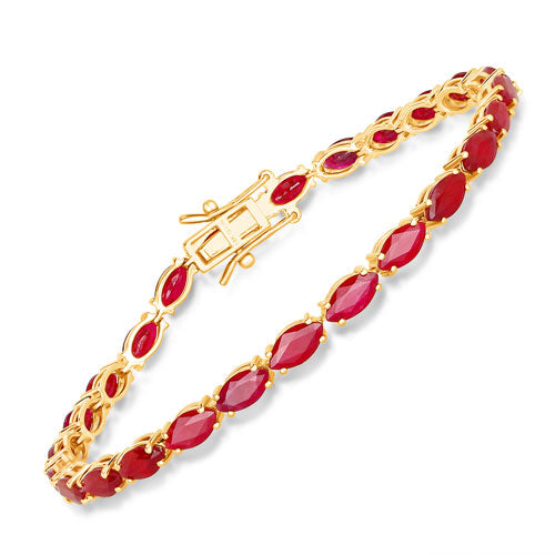 Bracelet en rubis véritable de 9,50 carats en or jaune 14K