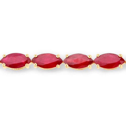 Bracelet en rubis véritable de 9,50 carats en or jaune 14K