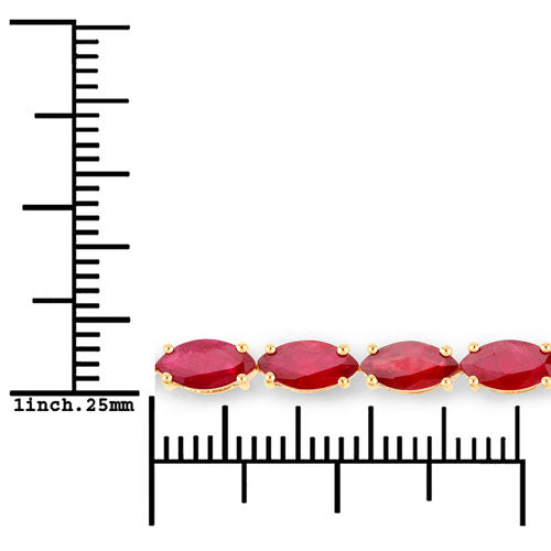 Bracelet en rubis véritable de 9,50 carats en or jaune 14K