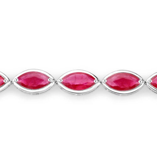Bracelet de tennis en rubis véritable de 9,00 carats en or blanc 14K