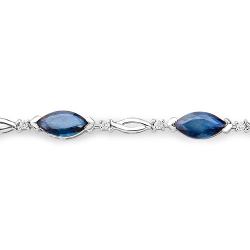 Bracelet en or blanc 14K avec saphir bleu et diamants de 5,58 carats