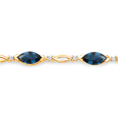 Bracelet en or jaune 14K avec saphir bleu de 5,58 carats et diamants