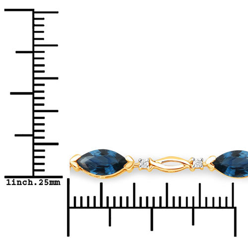 Pulsera de Zafiro Azul y Diamante de 5.58 Quilates en Oro Amarillo de 14K