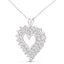 Collier Pendentif Cœur Ouvert à Deux Rangées en Argent Sterling 925 avec Diamants