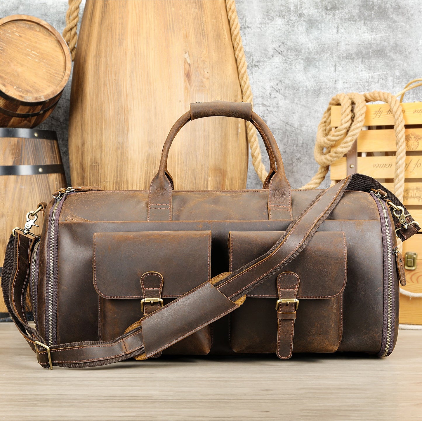 Bolso de Viaje de Cuero Premium de Mano