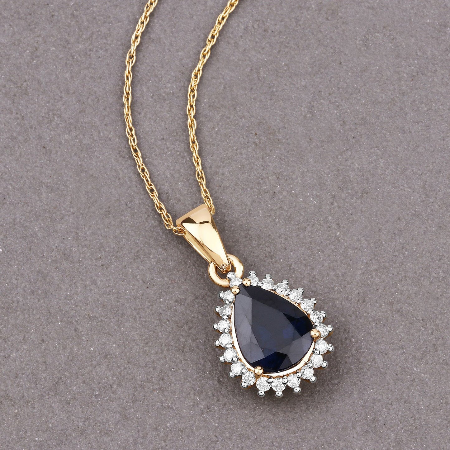 2.09 Carat Genuine Blue Sapphire and White Diamond Pendant