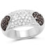 Bague en argent sterling avec diamants champagne et blancs de 0,94 carat