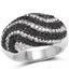 Bague de fiançailles en argent sterling avec diamants noirs et blancs de 1,26 carat