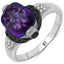 Anillo de cóctel de plata esterlina con amatista y diamantes de 3.71 quilates